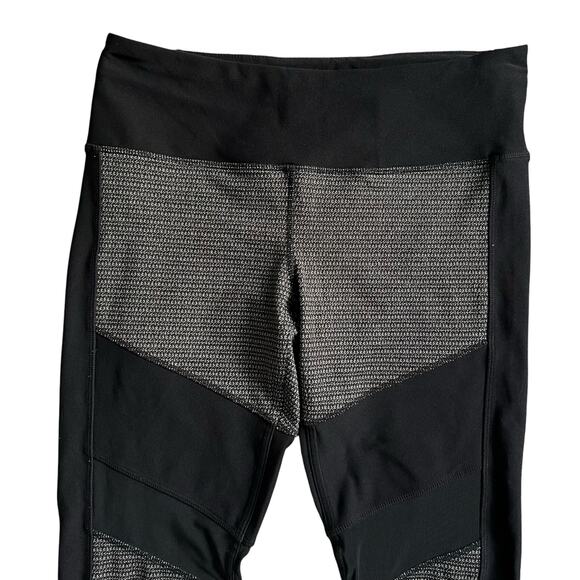 MPG Womens Black Grey Athletic Leggings Mesh Insets Size Medium Activewear - Picture 2 of 6